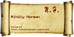 Mihály Herman névjegykártya